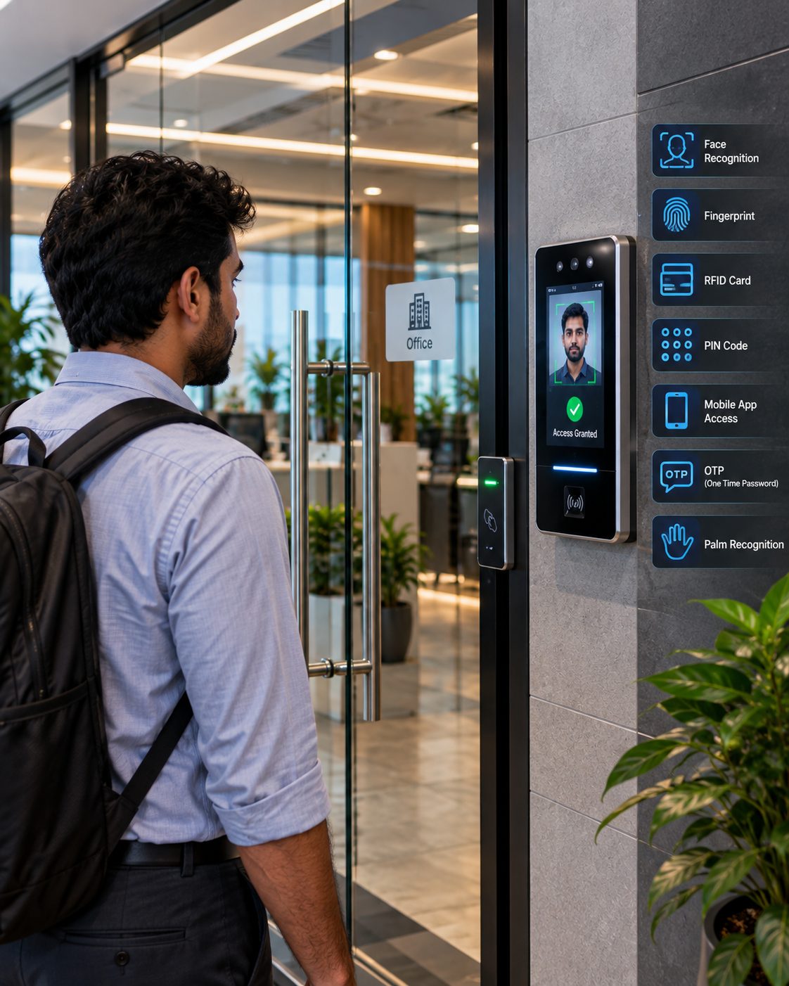 Access control reader beside a secure door