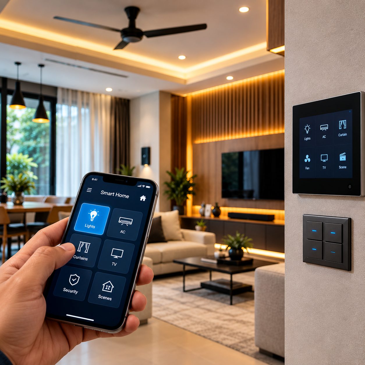 Wall-mounted smart home control device